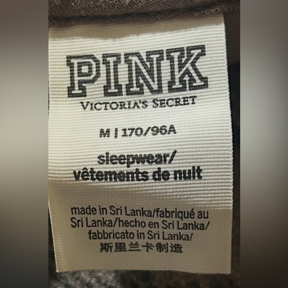 VICTORIA'S SECRET Hoodie Fleece Sleep Checkered Coffee Long Sleeve Size Medium - Picture 11 of 12